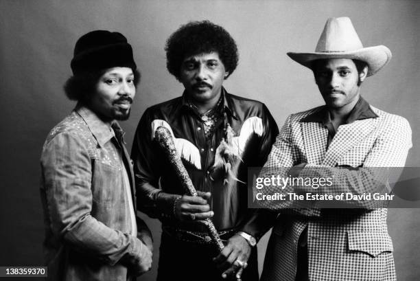 March 19 : Art, Aaron, and Cyril Neville of The Neville Brothers pose for a portrait on March 19, 1981 in New York City, New York.