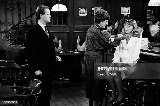 Diane Meets Mom" Episode 8 -- Air Date -- Pictured: Kelsey Grammer as Dr. Frasier Crane, Nancy Marchand as Dr. Hester Crane, Shelley Long as Diane...