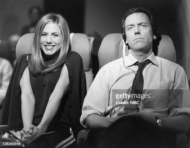 The One with Ross's Wedding: Part 2" Episode 23 -- Air Date -- Pictured: Jennifer Aniston as Rachel Green, Hugh Laurie as The Gentleman on the Plane