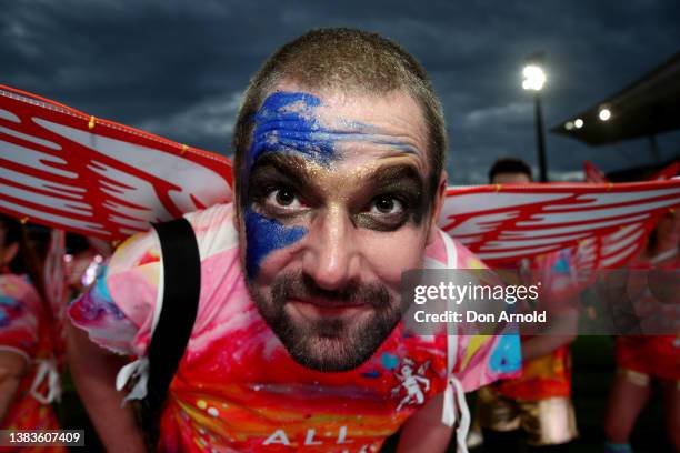 Parade goers march inside the Sydney Cricket Ground during the 44th Sydney Gay and Lesbian Mardi Gras Parade on March 05, 2022 in Sydney, Australia....