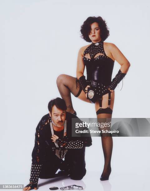 Promotional portrait of Canadian actor Dan Aykroyd and American actress Rosie O'Donnell in costume for the film 'Exit to Eden' , Los Angeles,...