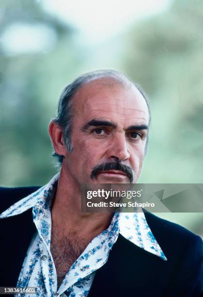 Portrait of Scottish actor Sean Connery as he poses on the set of 'Meteor' , Los Angeles, California, 1978. The film was released the following year.