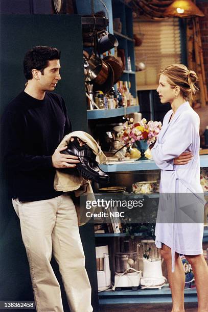 The One in Vegas: Part 1" Episode 23 -- Air Date -- Pictured: David Schwimmer as Dr. Ross Geller, Jennifer Aniston as Rachel Green