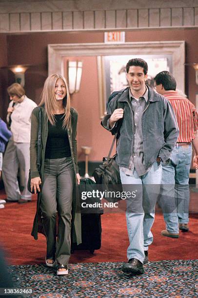 The One in Vegas: Part 2" Episode 24 -- Air Date -- Pictured: Jennifer Aniston as Rachel Green, David Schwimmer as Dr. Ross Geller