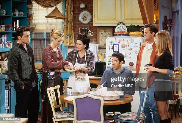 The One with Chandler in a Box" Episode 8 -- Pictured: Matt LeBlanc as Joey Tribbiani, Lisa Kudrow as Phoebe Buffay, Courteney Cox as Monica Geller,...