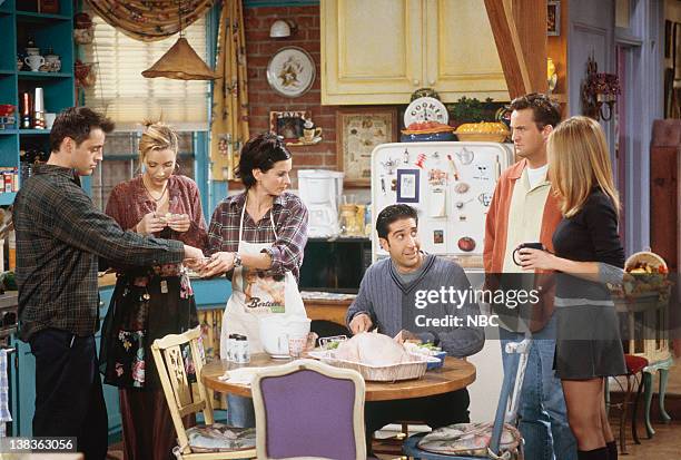 The One with Chandler in a Box" Episode 8 -- Pictured: Matt LeBlanc as Joey Tribbiani, Lisa Kudrow as Phoebe Buffay, Courteney Cox as Monica Geller,...