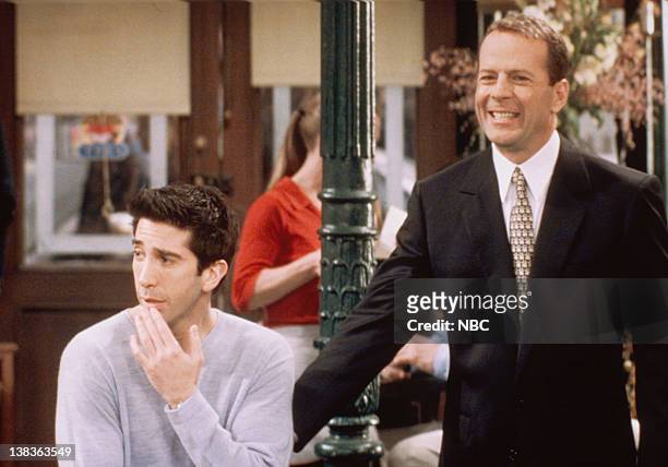 The One Where Ross Meets Elizabeth's Dad" Episode 21 -- Pictured: David Schwimmer as Ross Geller, Bruce Willis as Paul Stevens