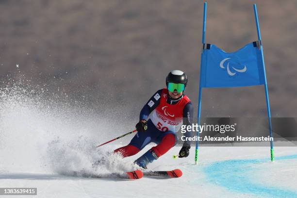 Yamato Aoki of Team Japan during the Men's Giant Slalom Standing Run 1 on day six of the Beijing 2022 Winter Paralympics at Yanqing National Alpine...