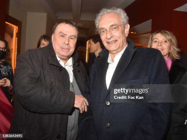 Benjamin Stora and Georges Marc Benamou attend Georges Marc Benamou’s screening of the documentary "C’Etait La Guerre D’Algerie" at Cinema L’Arlequin...