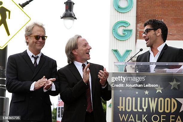 Gerry Beckley, Dewey Bunnell and John Stamos attend the musical group America honored on the Hollywood Walk of Fame Induction Ceremony on February 6,...