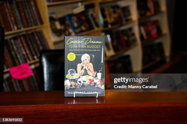 View of Margaret Josephs' new book 'Caviar Dreams, Tuna Fish Budget: How to Survive in Business and Life' on display at Bookends on March 09, 2022 in...