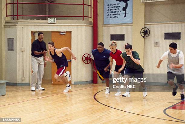 Team Captain" Episode 1 -- Aired 9/6/97 --Pictured: Reggie Theus as Coach Bill Fuller, Adam Frost as Michael Manning, Anthony Anderson as Teddy...