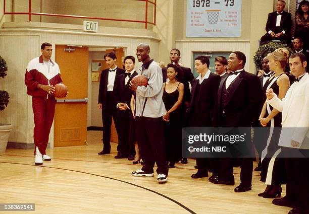 Not a D'Amata" Episode 9 -- Aired 10/11/97 -- Pictured: Reggie Theus as Coach Bill Fuller , Gary Payton as himself , Chad Gabriel as Danny Mellon ,...