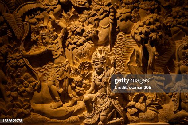 traditional local art and sculptor ramayana of balinese hindu - bali dancing stock pictures, royalty-free photos & images