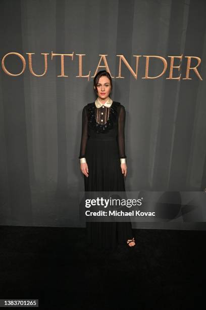 Sophie Skelton attends the "Outlander" FYC Screening + Panel at Television Academy's Wolf Theatre at the Saban Media Center on March 09, 2022 in...