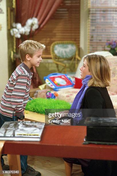 The One with the Truth About London" Episode 16 -- Aired 2/22/2001 -- Pictured: Cole Sprouse as Ben Geller, Jennifer Aniston as Rachel Green