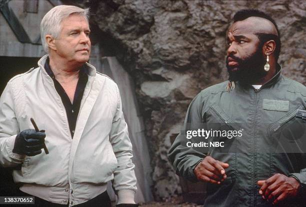 Pictured: George Peppard as John 'Hannibal' Smith, Mr. T as B.A. Baracus