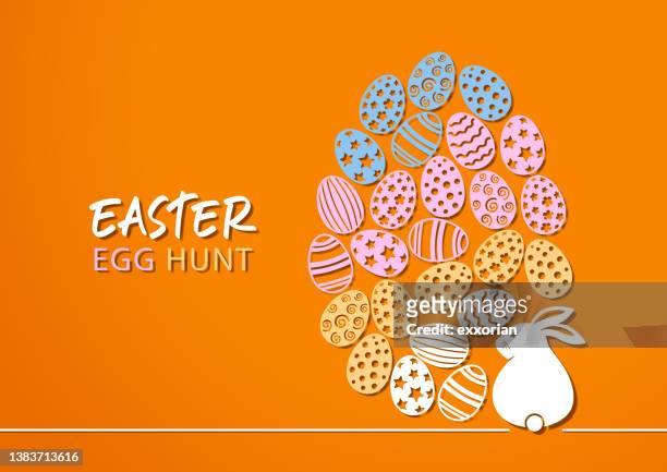 osterhase eiersuche - bunny eggs stock-grafiken, -clipart, -cartoons und -symbole