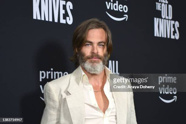 Chris Pine attends Amazon Studios' special screening of "All The Old Knives" at The London West Hollywood at Beverly Hills on March 09, 2022 in West...