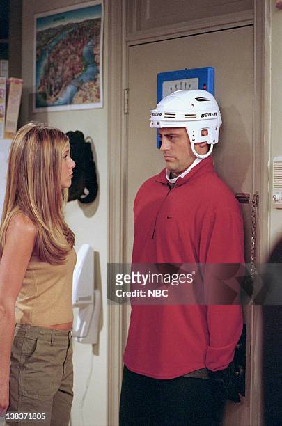 The One with Rachel's Book" Episode 2 -- Aired -- Pictured: Jennifer Aniston as Rachel Green, Matt LeBlanc as Joey Tribbiani