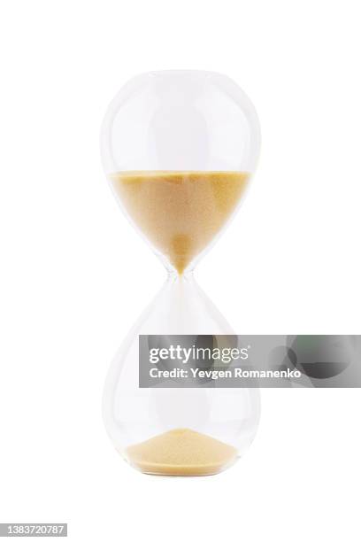 hourglass isolated on white background - reloj de arena fotografías e imágenes de stock