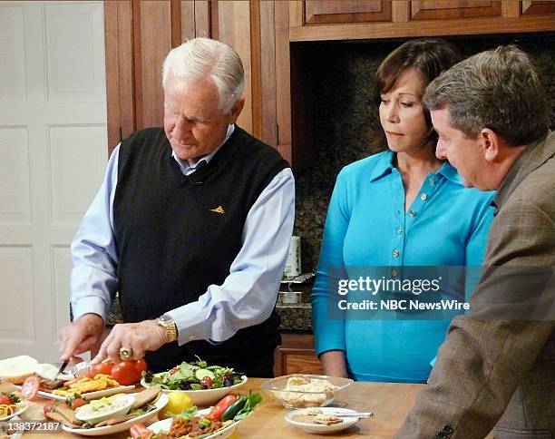 Coach Don Shula and his wife Mary Anne, both NutriSystem spokespeople, talk with NBC's Kerry Sanders on the topic of men and dieting at home in...