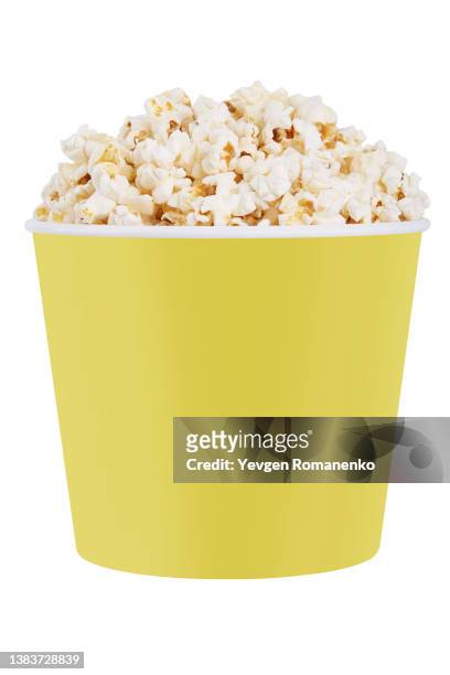 popcorn bucket isolated on white background - pop corn fotografías e imágenes de stock