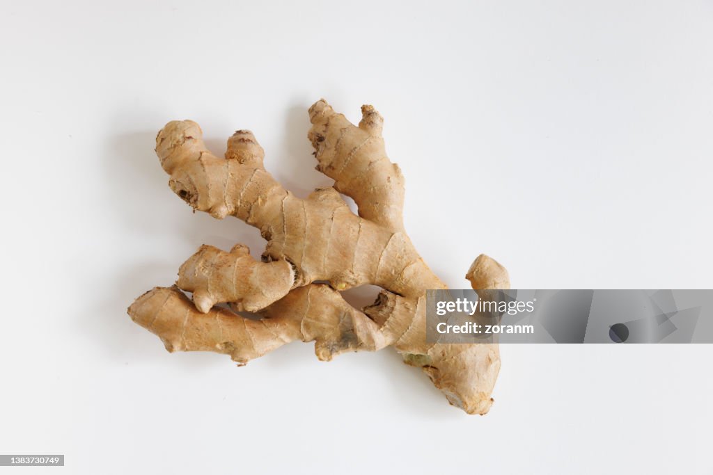 Ginger root on white background