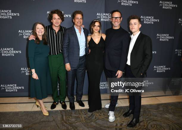 Jennifer L. Braun, Charlie Puth, Rob Lowe, Demi Weitz, Richard Weitz and John Owen Lowe attend The Alliance For Children's Rights 30th Anniversary...