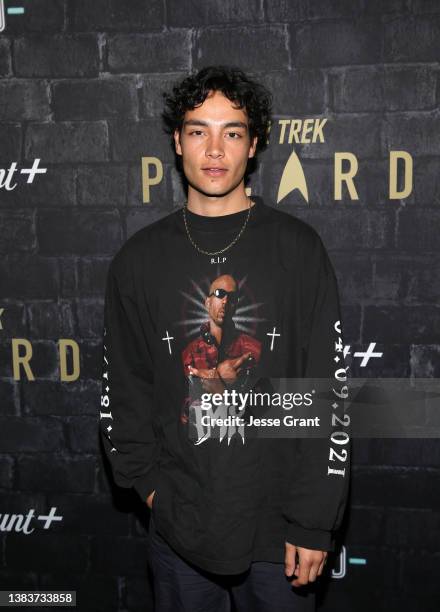 Evan Evagora attends Paramount+'s "10 Forward: The Experience" VIP Opening Night on March 09, 2022 in Los Angeles, California.