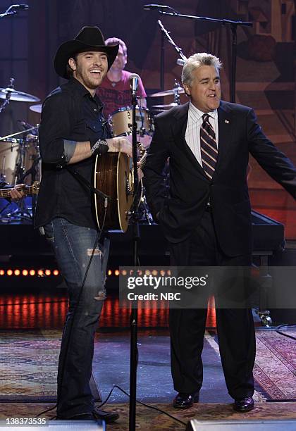 Episode 3232 -- Pictured: Musical guest Chris Young and Jay Leno