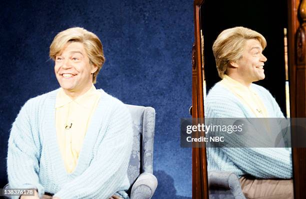 Episode 13-- Pictured: Al Franken as Stuart Smalley during the 'Daily Affirmation' skit on February 13, 1983