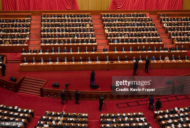 General view as Chinese President Xi Jinping and other members of the government take part in the closing session of the Chinese People's Political...