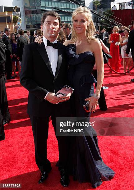 62nd PRIMETIME EMMY AWARDS -- Pictured: Scott Phillips and Julie Bowen arrive at The 62nd Primetime Emmy Awards held at the Nokia Theatre L.A. Live...