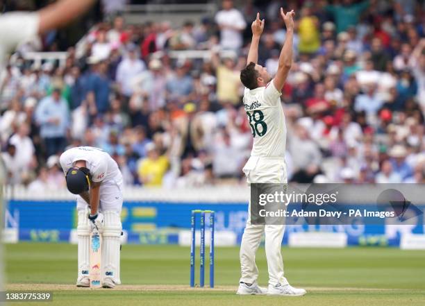 England's Ben Stokes appeared dejected after being caught out by Australia's Alex Carey as Josh Hazlewood celebrates during day five of the second...