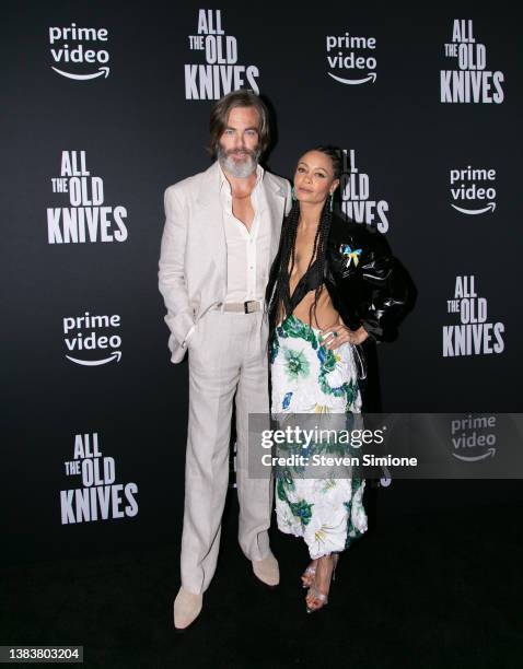 Chris Pine and Thandiwe Newton attend Amazon Studios' "All The Old Knives" Los Angeles Special Screening at The London West Hollywood at Beverly...