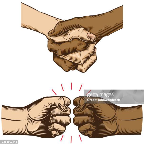 multi racial greeting illustration - fist bump stock illustrations