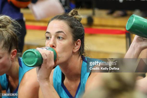 4ssof the Flames looks on in a time out during the round 14 WNBL match between Southside Flyers and Sydney Flames at Dandenong Stadium, on March 10...