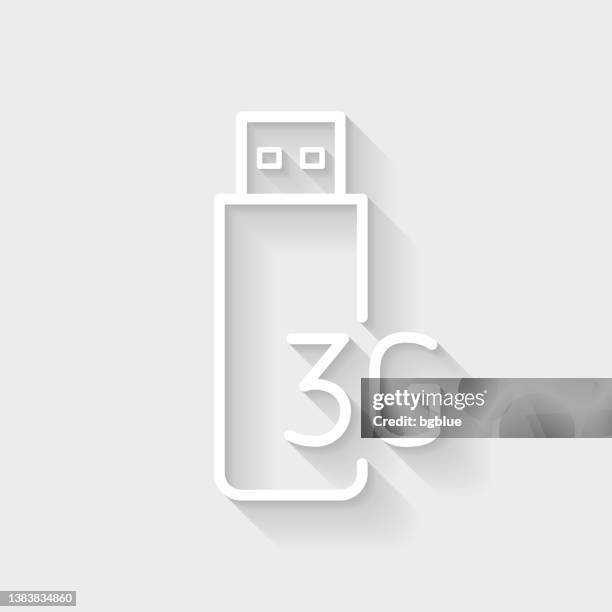 3g usb modem. icon with long shadow on blank background - flat design - 3g modem stock illustrations