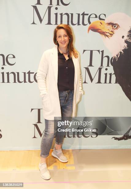 Jessie Mueller poses at a photo call for the new Tracy Letts play "The Minutes" during rehearsals at The Pershing Square Signature Center on March 9,...