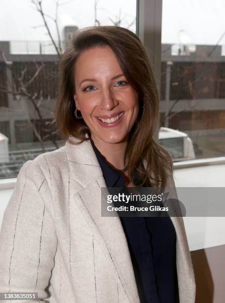 Jessie Mueller poses at a photo call for the new Tracy Letts play "The Minutes" during rehearsals at The Pershing Square Signature Center on March 9,...