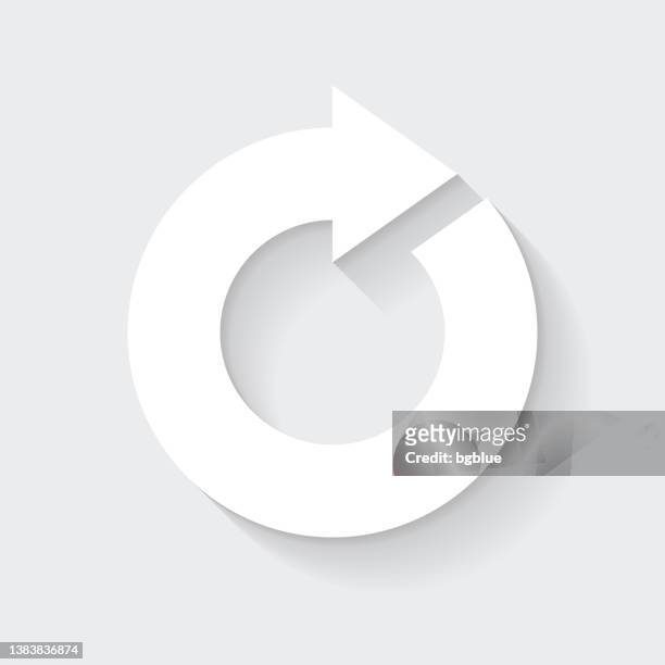 refresh. icon with long shadow on blank background - flat design - replay stock illustrations