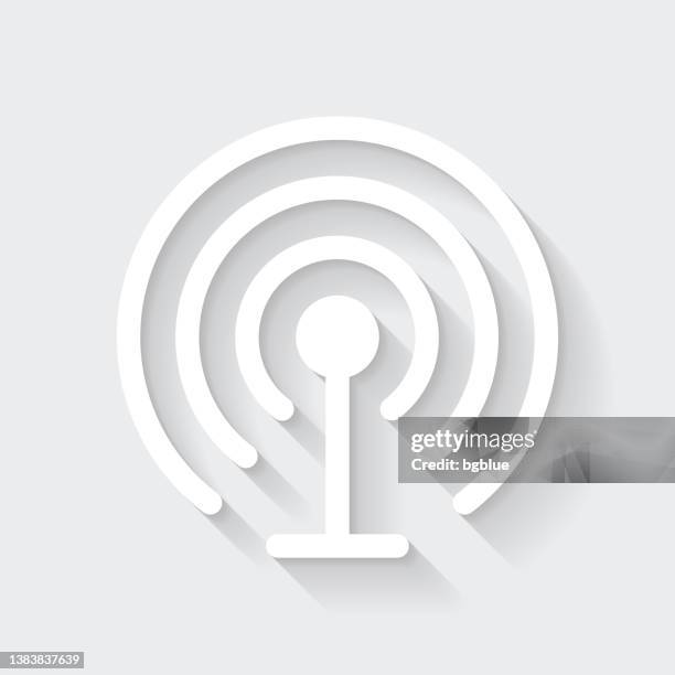 antenna. icon with long shadow on blank background - flat design - cell tower stock illustrations