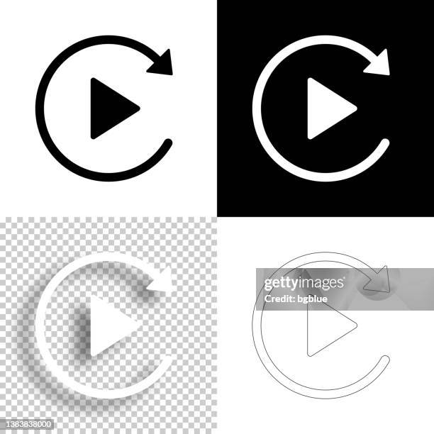 replay. icon for design. blank, white and black backgrounds - line icon - replay stock illustrations