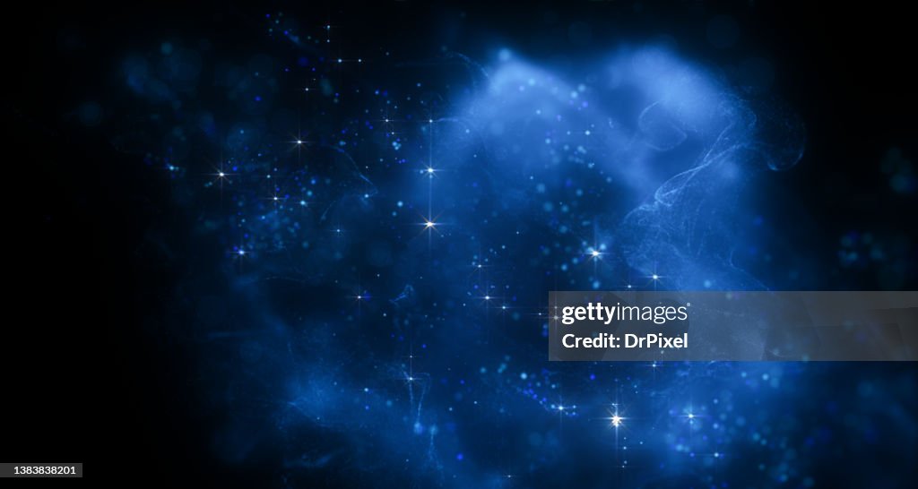 Blue Fog and Sparkles against Dark Background