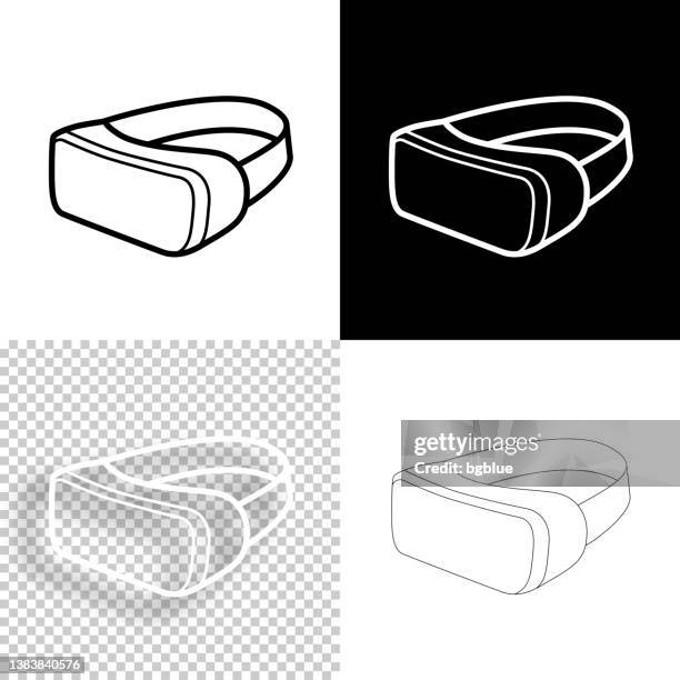 illustrazioni stock, clip art, cartoni animati e icone di tendenza di visore per realtà virtuale - vr. icona per il design. sfondi vuoti, bianchi e neri - icona a forma di linea - grandangolo