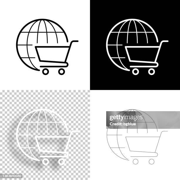 e-commerce. icon für design. leere, weiße und schwarze hintergründe - liniensymbol - einkaufswagen icon stock-grafiken, -clipart, -cartoons und -symbole