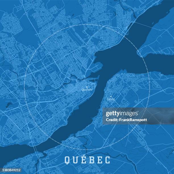 quebec qc city vector road map blue text - quebec stock illustrations