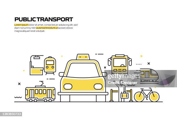 ilustrações, clipart, desenhos animados e ícones de conceito de transporte público, ilustração vetorial estilo de linha - commercial land vehicle