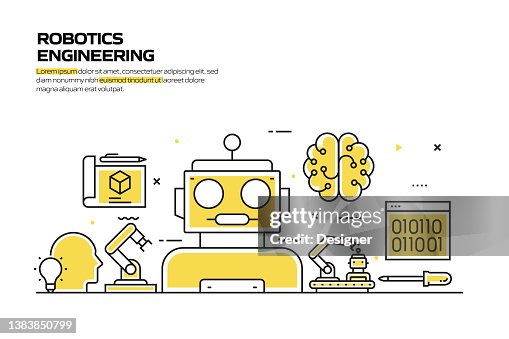 Robotic Engineering Visualization Robotics Engineering Concept Line Style Vector Illustration High-Res ...